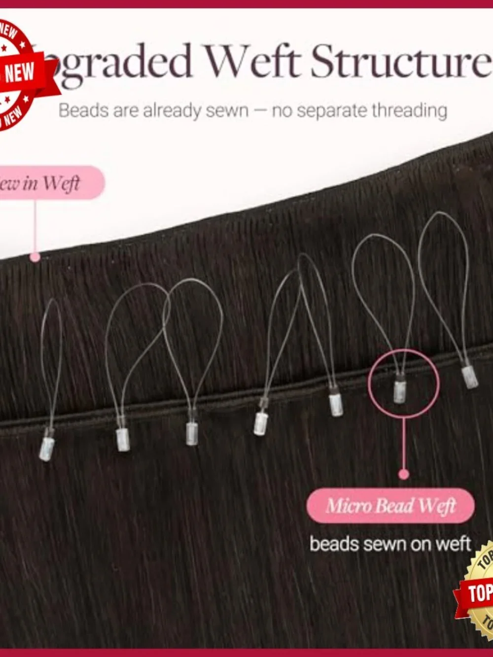 18 Inch Human Hair Extensions, Micro Beaded Weft, 100g, Straight Silky Remy